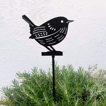 Recycled Metal Wren Silhouette Garden Stake, 3 of 5