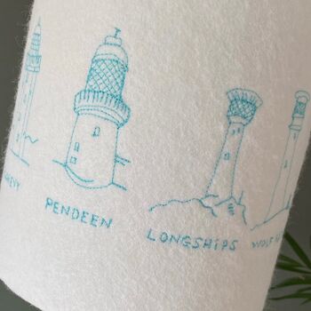 Embroidered Cornish Lighthouse Lampshade, 5 of 6