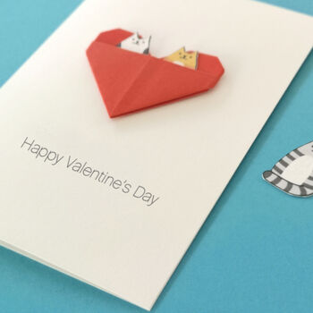 Personalised Cat Valentine's Day Origami Heart Card, 6 of 10