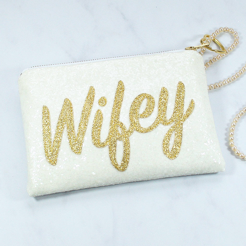 wifey bridal clutch bag by sos15