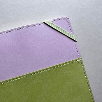 Vegan Leather Pocket Journal Lilac And Matcha, 2 of 5