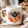 Personalised Dog Mug Pekingese In An Autumn Wreath, thumbnail 1 of 2