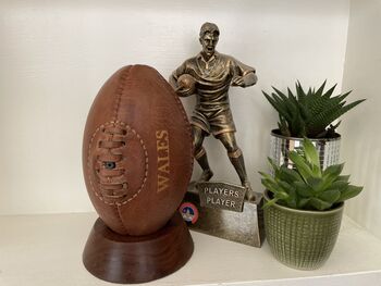 Mini Wales Leather Rugby Ball With Stand, 3 of 5