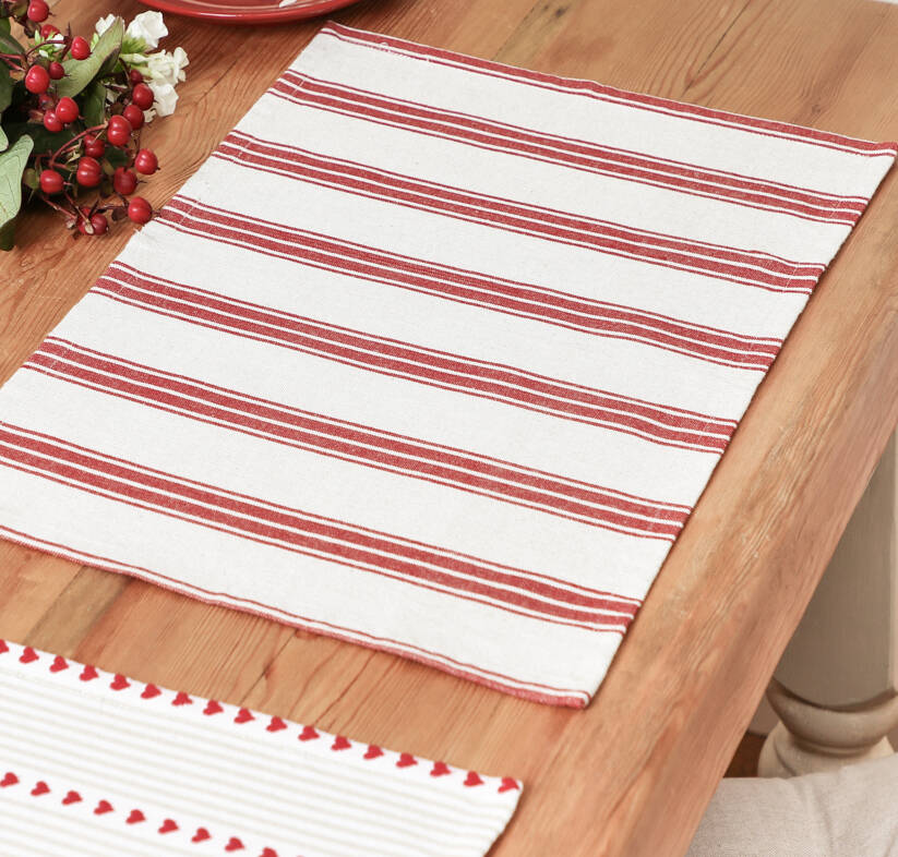 french country style red stripe fabric placemats by dibor