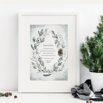Personalised Winter Godparents Christening Print, 2 of 2
