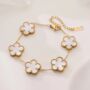 Gold Plated Five Leaf Clover Charm Bracelet Gold White, thumbnail 1 of 8