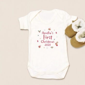 Personalised First Christmas Baby Vest, 2 of 3