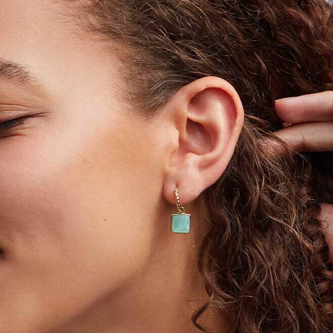Amazonite Hoops In Gold Vermeil Plate, 1 of 5