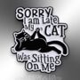 Sorry I Am Late My Cat Was Sitting On Me Enamel Lapel Pin Badge, Gifts For Cat Lovers, Cat Gifts, thumbnail 3 of 8