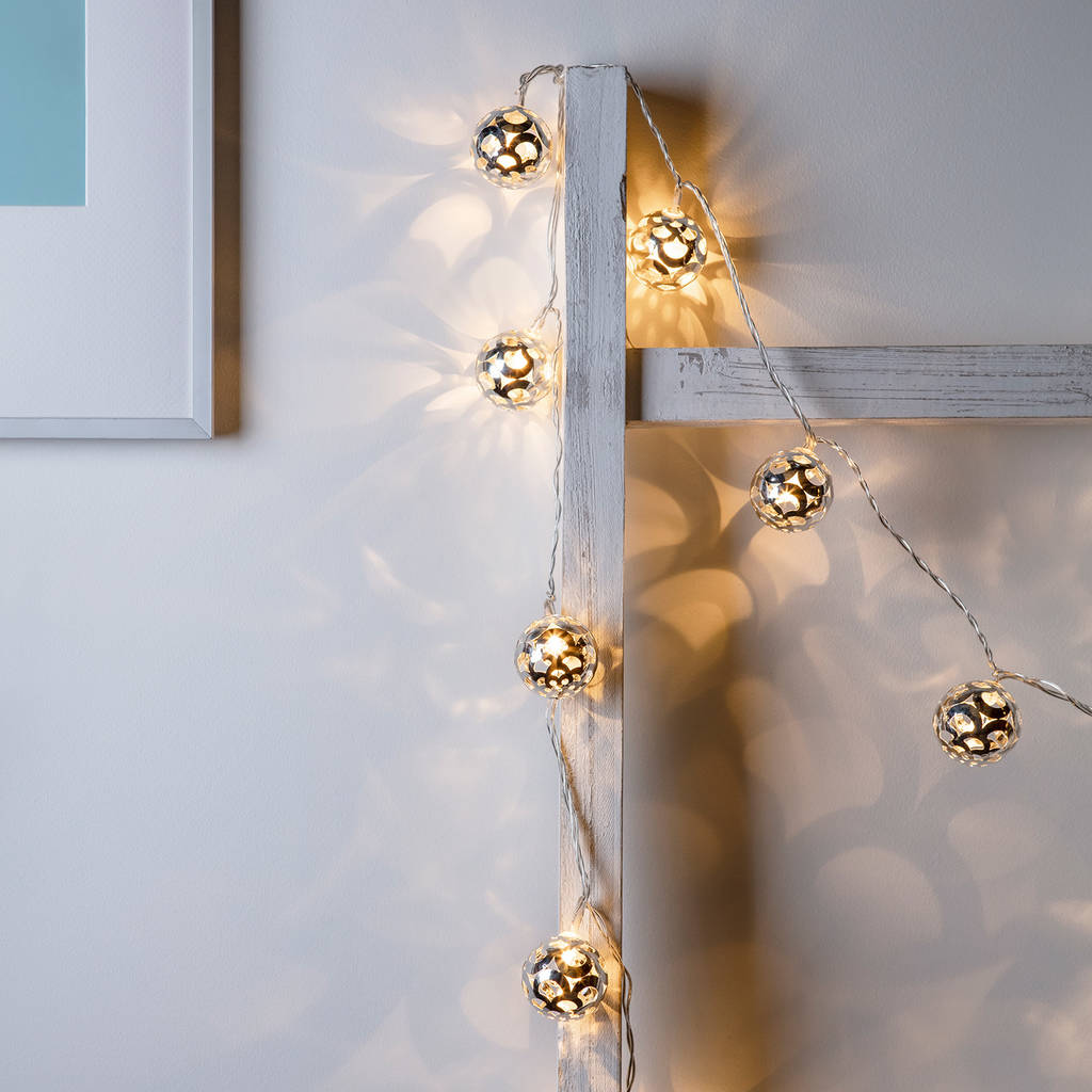 16 Silver Ball Fairy Lights By Lights4fun