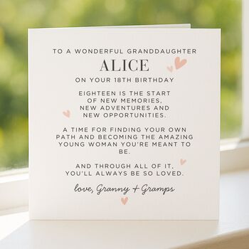 18th Message Birthday Card For Granddaughter, 4 of 7