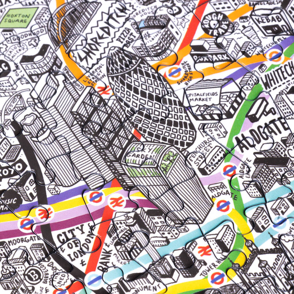 1000 Piece Jigsaw Hand Drawn Map Of London By Evermade