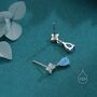 Sterling Silver Four Cz And Droplet Stud Earrings With Opal Blue C Zs, thumbnail 6 of 12