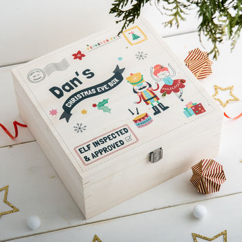 Personalised Children's Christmas Eve Wooden Gift Box, 5 of 7