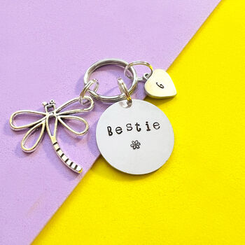 Dragonfly Personalised Bestie Keyring Keepsake, 6 of 9