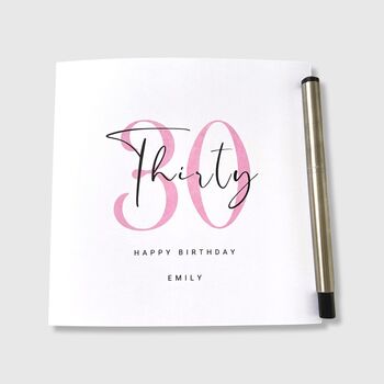 Personalised 30th Birthday Card Her Pink, 7 of 7