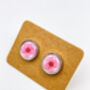 Ear Studs With Pink Flowers In White Lacquer, thumbnail 5 of 10