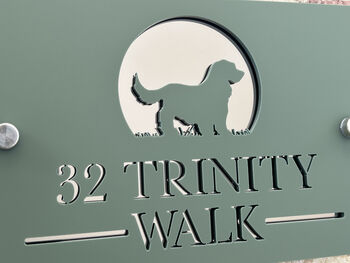 Personalised Dog In Arch Design House Acrylic Number Sign, 5 of 8