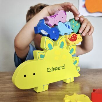 Personalised Wooden Dinosaur Stacker Toy, 5 of 6