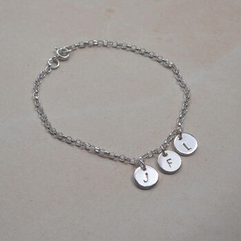 Initial Disc Charm Bracelet With One Four Discs, 3 of 10