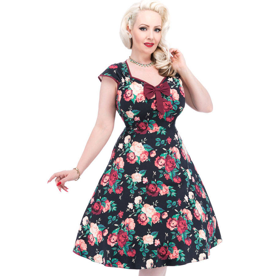 1950s Vintage Style Winter Floral Isabella Swing Dress By Lady Vintage ...