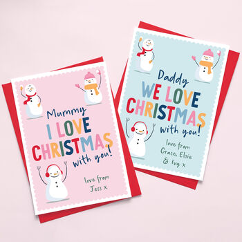 Cute Mummy Daddy Kids Love Christmas Card, 2 of 3