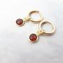 Mini Garnet January Birthstone Gold Plated Huggies, thumbnail 1 of 4