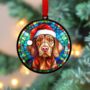 Vizsla In Santa Hat Suncatcher Decoration, thumbnail 2 of 6
