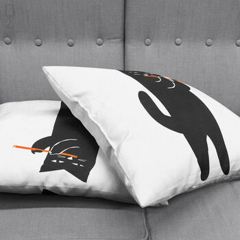Cushion Cover With Musician Black Cat Illustration, 6 of 10