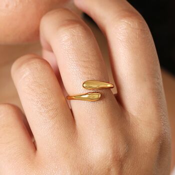 Adjustable Sterling Silver Teardrop Wrap Ring, 3 of 5