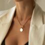 T Bar And Molten Disc 18k Gold Plated Necklace, thumbnail 1 of 4