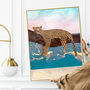 Custom Summer Print Leopard Chilling On Beach Scene, thumbnail 2 of 6