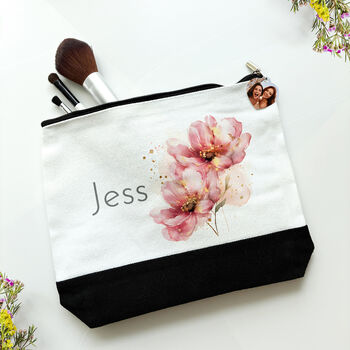 Personalised Photo Message Zip Pull And Name Make Up Bag, 2 of 3