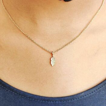 Gold Silver Plated Angel Feather Leaf Charm Necklace, 3 of 5