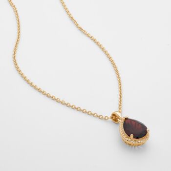 Garnet 18k Gold Plated Pear Drop Necklace, 5 of 5