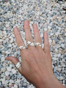 Adjustable Sterling Silver Feather Ring Chunky, 7 of 12