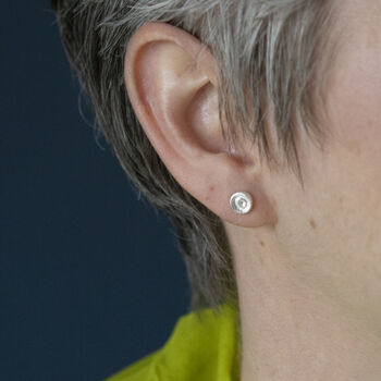 Recycled Silver Dot Earrings Handcrafted In The UK, 2 of 10