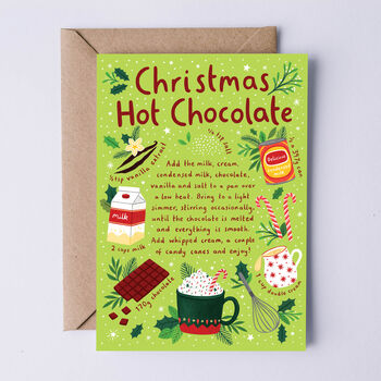 Festive Christmas Card, Hot Chocolate Recipe Card, 2 of 3