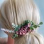 Dusky Pink Flower Wedding Hair Comb, thumbnail 3 of 4