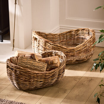 Wicker Two Tone Boat Log Basket, 5 of 5