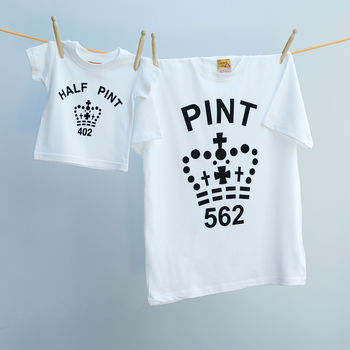 Monochrome Pint And Half Pint T Shirt Set, 5 of 5