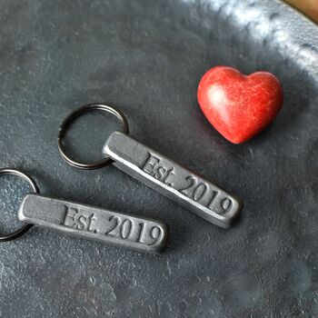 6th Anniversary Gift; Forged Dark Iron Bar Keyring, 8 of 11