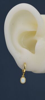 Sterling Silver Dangling Moonstone Oval Hoop Earrings, 6 of 10