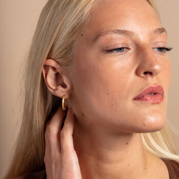 Large Gold Vermeil Antique Textured Hoops, 3 of 5