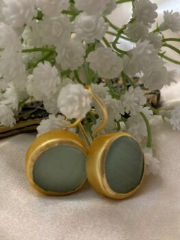 Turquoise Gold Plated Dangle Earrings, 2 of 2
