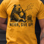 Never, Give Up Drinking Bear Organic Cotton Meme T Shirt, thumbnail 1 of 7