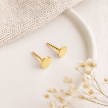 Micro 18ct Gold Plated Sterling Silver Disc Stud Earrings – 3mm, 5 of 7