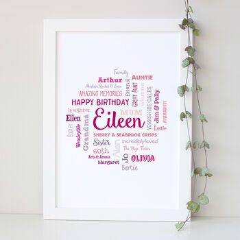 Personalised 60th Birthday Word Art Gift For Her, 5 of 9