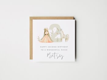 Personalised Granddaughter 1st Birthday Card Princess And Unicorn *Age Options, 2 of 5