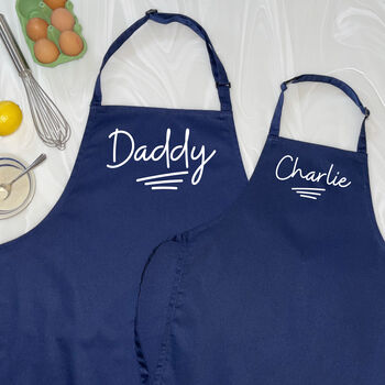 Personalised Daddy And Child Ballpoint Apron Set, 7 of 8